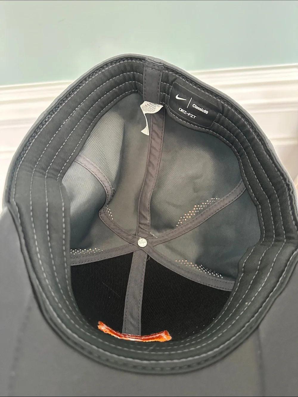 Nike Kids Gray Hat with Orange Embroidered T & Swoosh